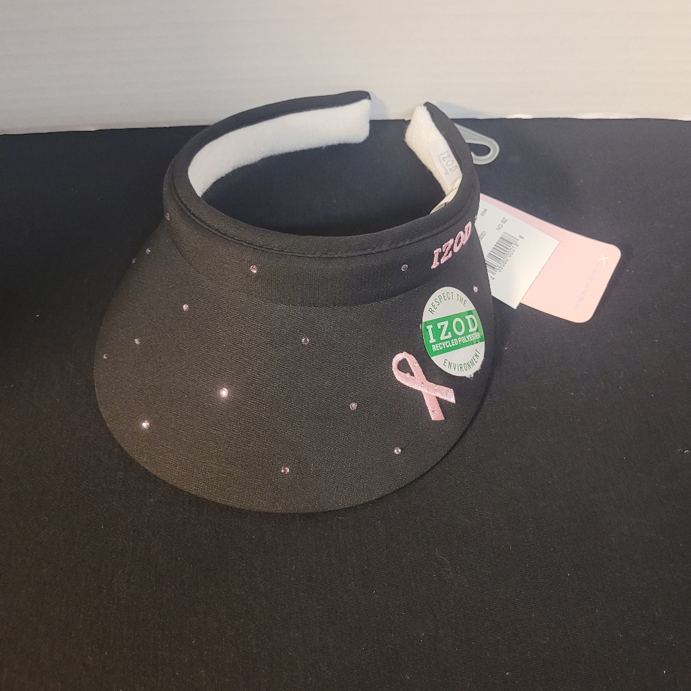 COPY - New Izod with Pink Rhinestones Glitter Black  Visor Hat